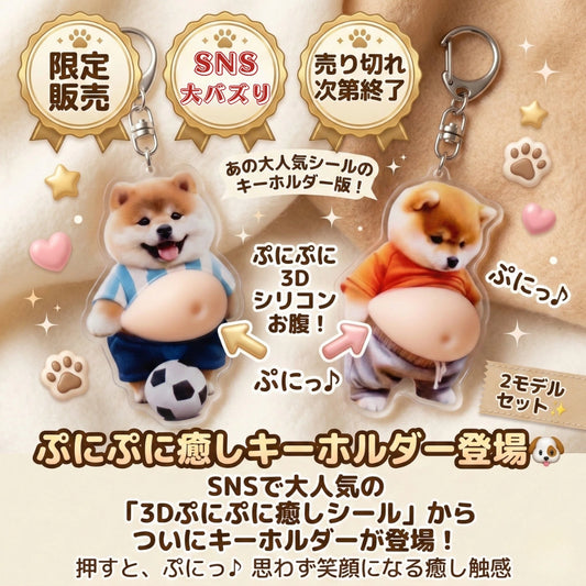 3Dぷにぷに癒しキーホルダー™｜SNS大バズリ中【2種類セット】