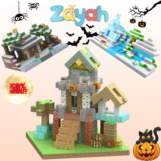 【最新テーマ登場】大容量版＼🏰城 ❄️雪の王国🏡雪邸宅／磁石ブロック™